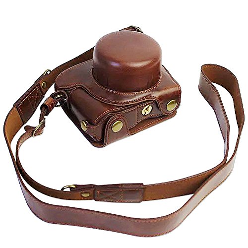 First2savvv XJD-J5-HH10 brun fonc   Qualit   sup  rieure PU cuir   tui housse appareil photo num  rique pour Nikon 1 J5 with 10-30mm LENS