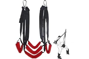 BUOSHA lxdzxy Balançoire d'intérieur/extérieur pour Femmes avec Cordes réglables en Hauteur Rouge