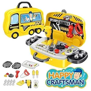 Ascetic Happy Craftsman/Tools for Kids Role Play Pretend Play Products Happy Craftsman/Tools Toys for Girls & Boys Along with Tools Suitcase