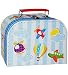 Produktbild alles-meine.de GmbH 1 Stück _ Koffer / Kinderkoffer - KLEIN -  Flugzeuge - Helikopter - Heißluftballon  - 20 cm - Pappkoffer - Puppenkoffer - Kinder - Pappe Karton - Flugreise ..