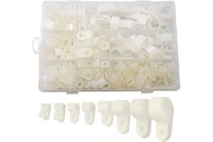 CEEYSEE 160 Pcs Nylon R-Type Cable Clip Fastener Wire Clamp Screw Mounting Electrical Grip Wire Clips with 1/8", 3/16", 1/4", 5/16", 3/8", 1/2", 5/8", 3/4" White