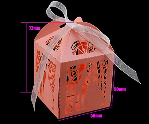 25 x Brautpaar Geschenkbox Gastgeschenk Box Kartonagen Hochzeit Deko Rosa Kasten - 3