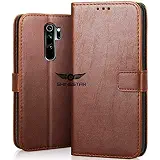 SHINESTAR PU Leather Flip Wallet Case with TPU Shockproof Cover for Xiaomi Redmi Note 8 Pro (Xiaomi Redmi Note 8 Pro, Classic. Brown)