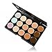 Feng Professional 15 Colors Contour Face Cream Concealer Palette + Makeup Blusher Toothbrush Curve Foundation Brush