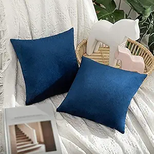 Mellifluous Luxurious Holland Velvet Fabric Cushion with Filler Inserted Throw Pillow Square Cushions for Home Sofa Couch Decoration Set of 1 (14X14 (Set of 1), Blue)