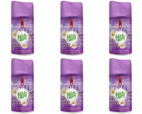 6 x Fresh & More Lavande & Camomille Désodorisant pour air Wick Freshmatic - 250 ml