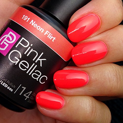 Pink Gellac UV Nagellack 191 Neon Flirt. Professionelle Gel Nagellack Schellac für mindestens 14 Tage perfekt glänzende Nägel