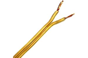 PROMETEO ELECTRONICS [Matassa 10mt ] Cavo piattina oro costa stretta in rame colore dorata 2x0,50 mm per fai da te ricambi lumi lampadari abajour