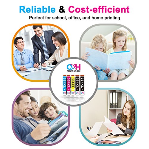 OFFICE HELPER - 364 364XL Cartuchos de tinta  2 Negro  1 Cian  1 Magenta  1 Amarillo   Compatibles con Impresoras Photosmart 5510 5520 5522 6520 B8550 C5388  Officejet 4620  Deskjet 3070A