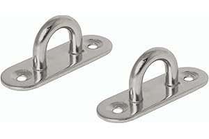 DOCKS Chapuis - Lot de 2 Platines à Œil - Acier Inoxydable - 714 kg - Diamètre Fil 8 mm - Entraxe 20 mm - Dimensions Platine 80 x 26 mm - aux Normes de Sécurité