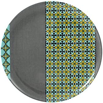 cartaffini – Plan de Provence Grey/Turquoise/Ochre – Melamine Plate with Real Fabric Decoration (seelvy), Diameter 24 cm