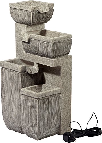dobar Großer Design Garten-Brunnen mit Pumpe und LED´s, Polyresin, grau, 38.7 x 32.3 x 80.3 cm, 96130e - 6