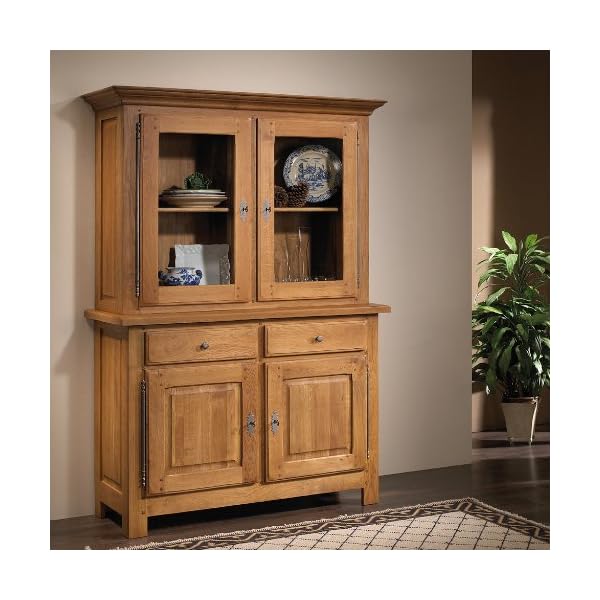 Destock Meubles Solid Oak Buffet Sideboard Made Waxed 4 Door 2 Drawer - Image 3