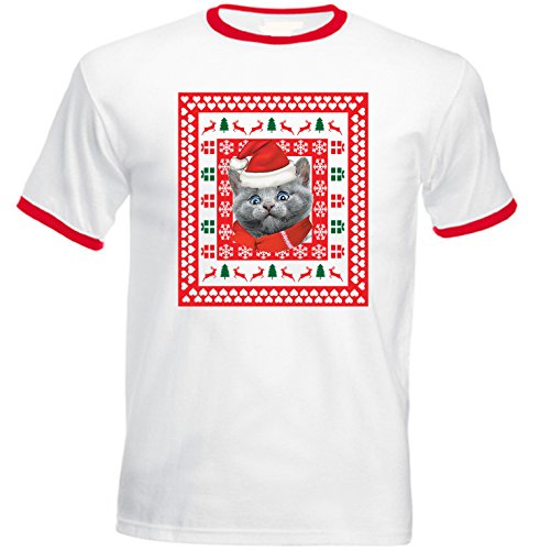 Download Teesquare1st Men's RUSSIAN BLUE CAT CHRISTMAS PATTERN 1 Red Ringer T-shirt Size XLarge Download Teesquare1st Men's RUSSIAN BLUE CAT CHRISTMAS PATTERN 1 Red Ringer T-shirt Size XLarge