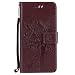 Produktbild HUAWEI Honor8 hülle PU Lederhülle Brieftasche Tasche Hüllen Prägung Baum und Katzen Flip Hülle im Bookstyle Cover Schale Ständer Etui Karten Slot mit Magnetverschluss Schutzhülle DECHYI case cover Braun