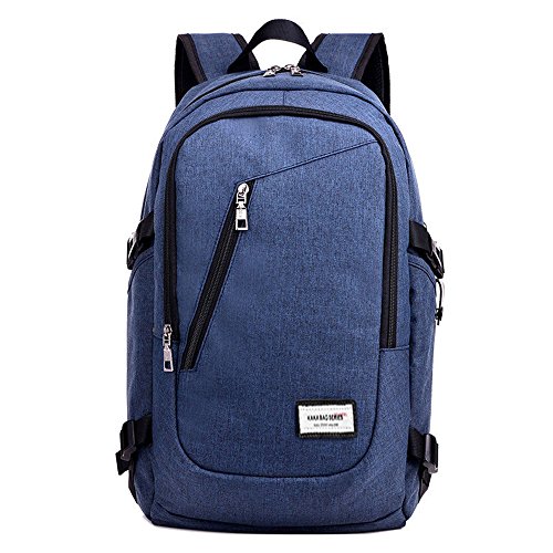 niuieme Slim Laptop Rucksack 50,8 cm Business Wasserabweisendes Polyester Laptop Rucksack mit USB-Ladeanschluss blau
