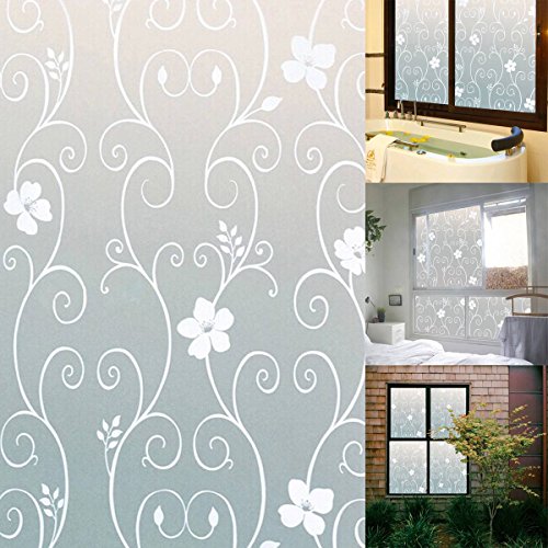 KING DO WAY 40x100cm Sichtschutzfolie Milchglasfolie Fenster Folie Blume Deko selbstklebend