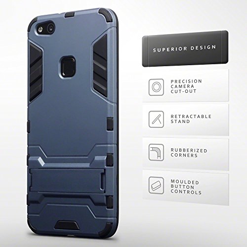 Huawei P10 lite Case  GOGME  Tough Armor Series  Robusta Armadura H  brida TPU   PC  Anti-Scratch Panel trasero   Parachoques TPU a prueba de choques   Soporte plegable  Slim cubierta delgada para Huawei P10 lite 