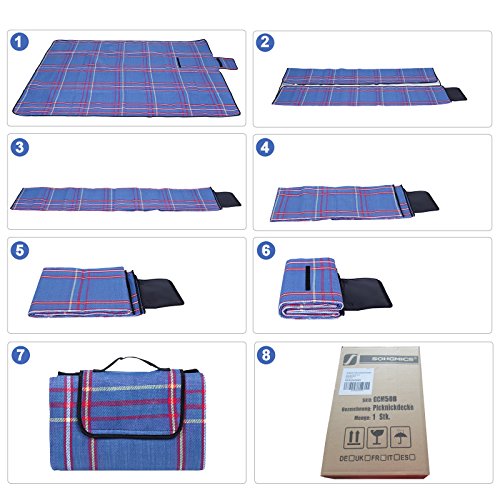 Songmics 195 x 150 cm Picknickdecke wärmeisoliert wasserdicht GCM50B - 5