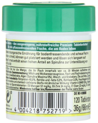 Tetra Pleco Tablets (Grünfutter-Tabletten mit einem hohen Anteil an Spirulina-Algen, Hauptfutter für alle pflanzenfressenden Bodenfische und scheuen Zierfische), 120 Tabletten Dose - 4