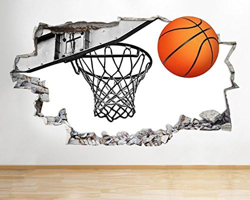 G082 Basketball Net Sport Court Smashed Wall Decal 3D Art Stickers Vinyl RoomKids Bedroom Baby Nursery Cool Livingroom Hall Boys Girls