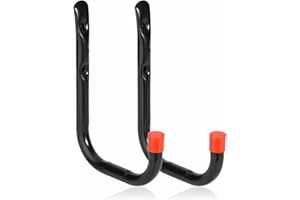 GOLTA Garage Hooks Heavy Duty Utility Hook Universal Shed Hooks Wall Hanger Hanging Ladder Chair Bicycle Bike Hoses Wood Tools Shed Cupboard Home Workshop Storage Black (2Pc)