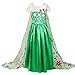 Produktbild Kosplay Mädchen Prinzessin Kostüm Eiskönigin Kleid für Mädchen Schmetterling Karneval Verkleidung Party Cosplay Faschingskostüm Festkleid Weinachten Halloween Fest Kleid, Größe 150, Farbe Grün