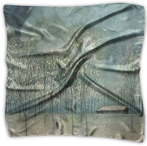 V Gears Women Trees Branches Lights Ink Wash Painting Smooth Chiffon Scarf Silk Scarf