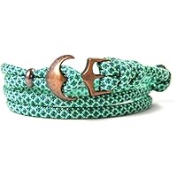 HanseCharms - Maritimes Surfer Anker Armband-aus US Paracord Typ III Armband-Verstellbar-Unisex-Wickelarmband-Geschenk-Frauen u. Männer Armband-Mint & Teal Diamonds