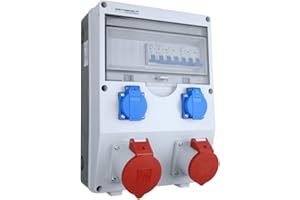 PREIS-ZONE Distribuidor de corriente (2619) ECO-S, 1 módulo de 16 A, 1 módulo de 32 A y 2 módulos de 230 V, empotrable