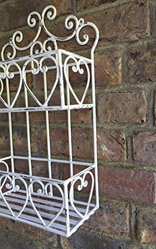 NOSTALGISCHES ° WANDREGAL° WANDKORB ° HERZ WEIß ° GUSSEISEN° SHABBY ° VINTAGE - 3