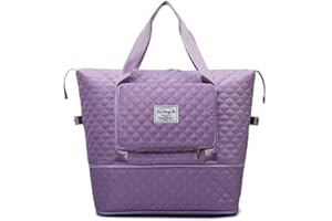 Large Capacity Travel Duffel Bag, Averrex Foldable Holdall Bag for Women Men,Waterproof Overnight Weekend Bag with Shoulder Strap, Cabin Bag Carry On Bag Hospital Bag for Sports and Travel (Purple)