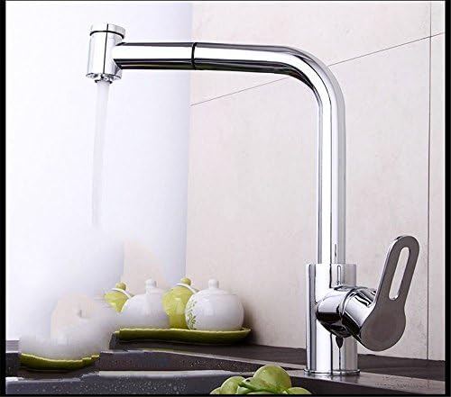 FHLYCF European modern pull type universal kitchen sink sink water hot and cold dishes with shower faucet copper double basin