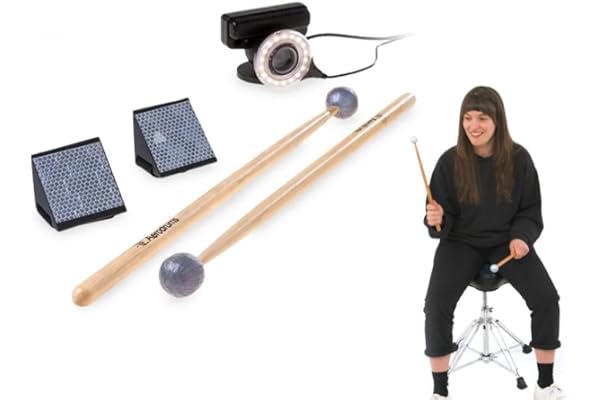 Batterie Electronique Portable Aerodrums – Baguettes et Pédales de Air Drumming – Accéssoire d’Entraînement plus Silencieux et Petit qu’un Pad – Batterie MIDI Complète – Cadeau pour Batteur Adulte