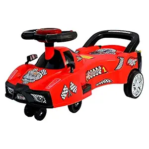 BabyGo Baby Furrari Swing Magic Car Ride On for Kids with Music and Light (Red)