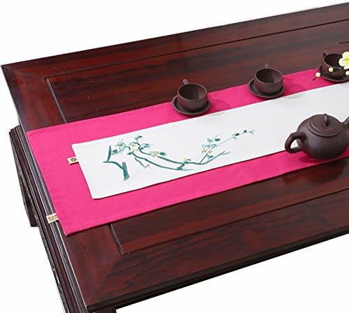 Chinese Tea Ceremony, Linen Table Runner/ Embroidery Table Runner-M 18x100cm(7x39inch)
