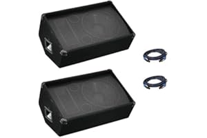 2 x Omnitronic Wedge Foldback Monitor Speaker 12” 600W & 2 x Speaker Leads