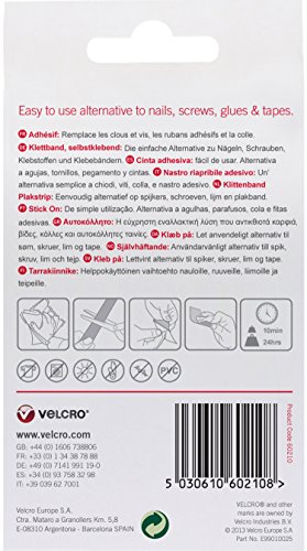 VELCRO Brand Cinta adhesiva 20mm x 1m Blanco