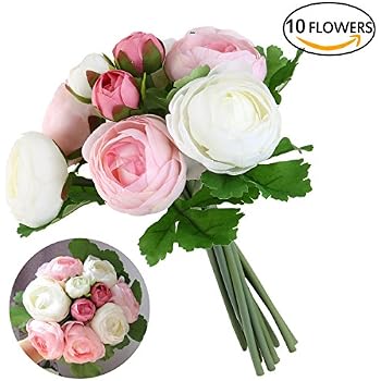 Ultnice Mariage Bouquets Artificiels Camélia Fleurs Mariage Décoration Rose Blanc