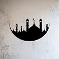 STASH HOUSE Wooden Moon & Mosque Wall Art, Islamic Home Decor, Ramadan Decor, Masjid Wall Panels, Muslim Gifts, Ramadan Decorations,Wall Hanging, 3D Wallpaper for Living Room, Kids, Office, Muslim Eid Gift (40 x 40 cm)