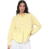 The Souled Store Solids: Pink Women and Girls Loose fit Full Sleeve Cotton and Linen Pink Color Women Boyfriend Shirts