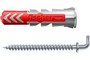 fischer - Cheville bi-matière tous matériaux DuoPower 6x30 mm avec crochet droit - Blister de 6 pièces