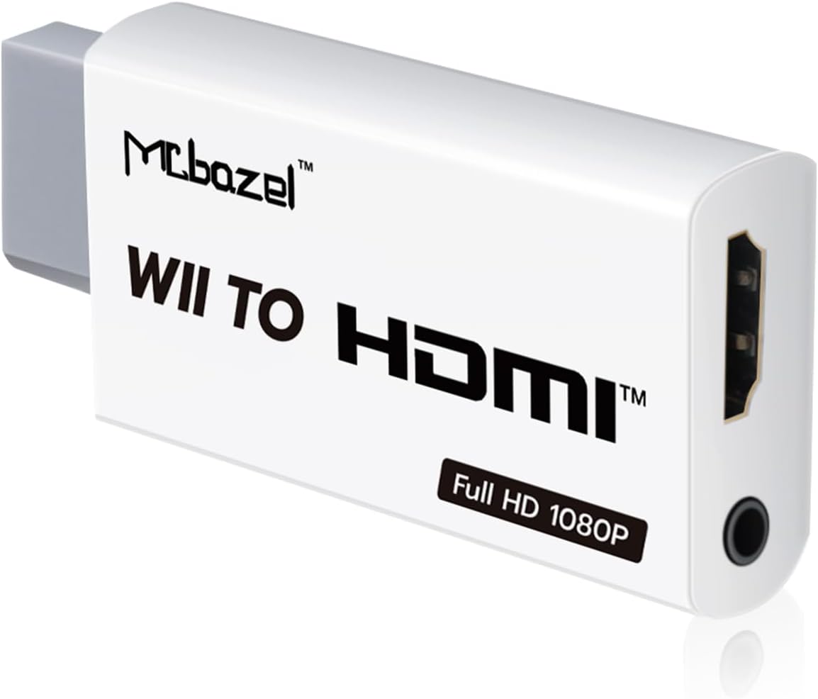 Mcbazel Wii a HDMI Converter, Convertidor de Adaptador Wii HDMI de Video Full HD 1080P con Audio de 3.5mm