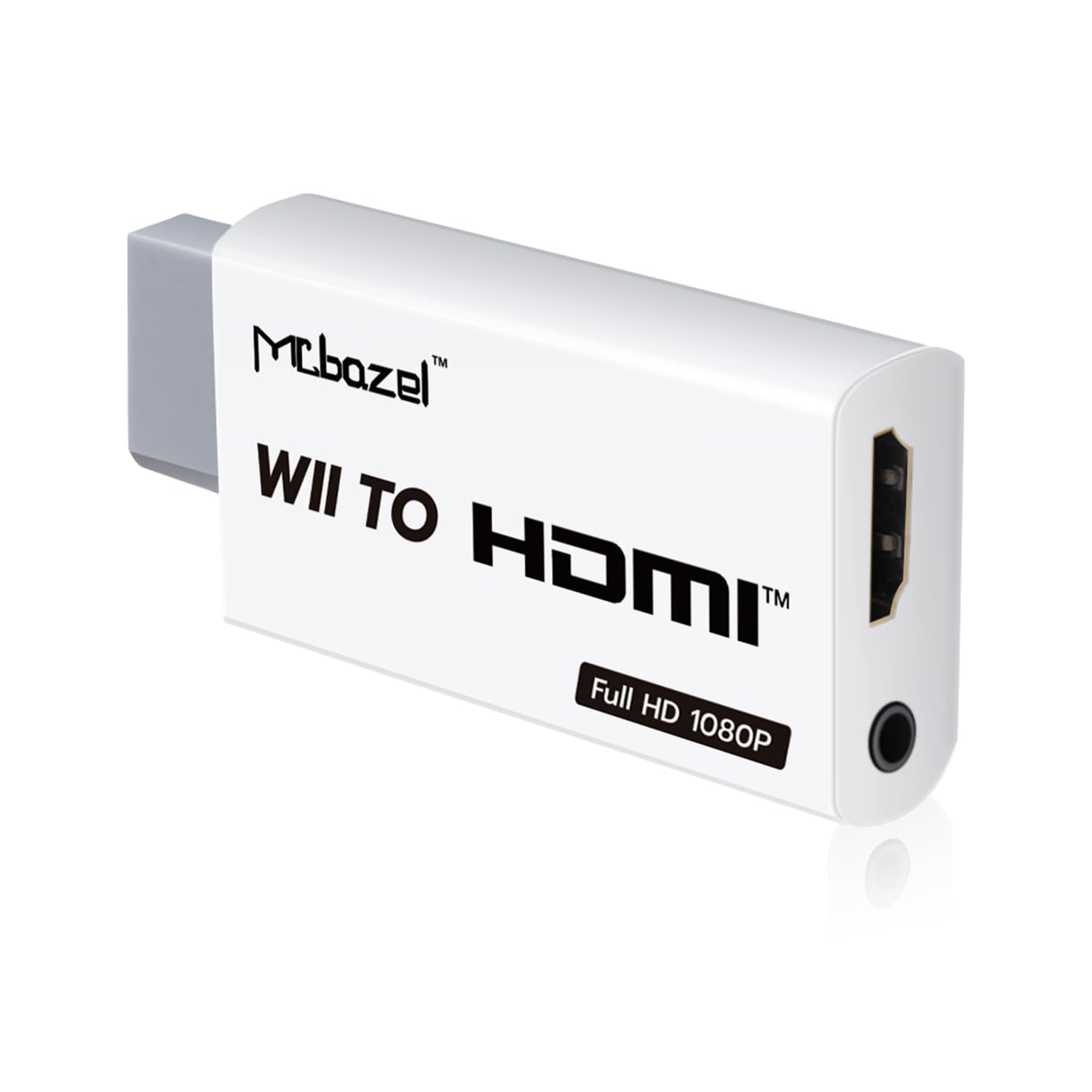 Mcbazel Wii-naar-HDMI-adapter, video-uitgangskabel & 3,5 mm voor audio, ondersteunt alle Wii-displaymodi: NTSC, 480i, 480p, PAL 576i, 720p, 1080p