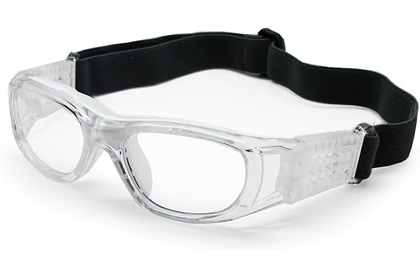 EnzoDate Enfants Basketball Lunettes pour garçons & Filles, Clear Lens Teenage Sports Lunettes, Lunettes de Protection Soccer