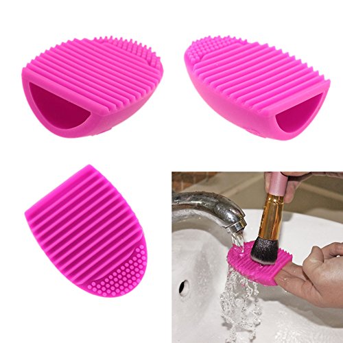 e2buyshop® Cosmetic Makeup Brush Foundation Finger Glove Silicone Hand Cleaning Tools(rose red)