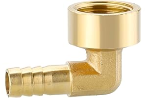 MOUMOUTEN Gomito portagomma in ottone 1/2" Raccordo a spina ad angolo retto 90 gradi L, filettatura femmina Giunto giuntatore a spina Giunto adattatore per tubo flessibile per aria acqua olio (10 mm)