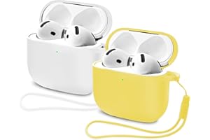 2X Mocarheri Custodia Case Compatibile con AirPods 4 2024, Case Cover Protettiva in Morbido Silicone per AirPods 4ª Generazione, LED Anteriore Visibile (Giallo+Bianco)