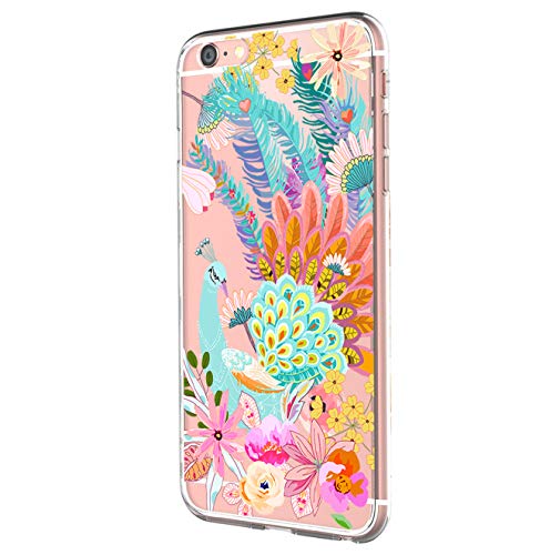 Pacyer Funda compatible con iPhone 7, Suave Carcasa compatible iPhone 8 Plus transparent Case Cover Silicona Funda compatible iPhone 7/8 Plus Diseño Rosa flower (14, iPhone 7)