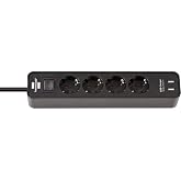 Brennenstuhl USB Hızlı Şarj &Ouml;zellikli 4 Soketli Priz Siyah